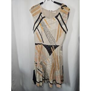 Anthropologie Weston Dress XL Abstract Linen Crochet Layered Asymmetric Dress